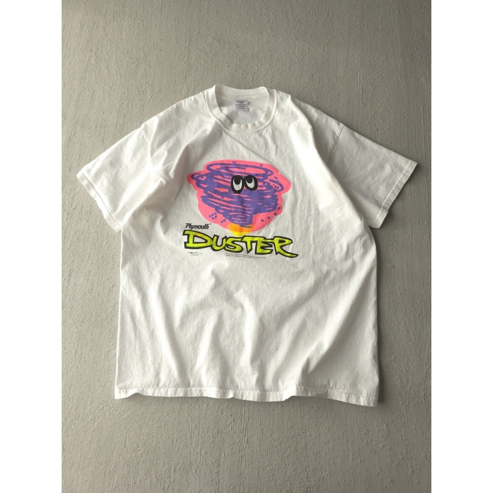 Vintage 2000s Plymouth Duster Muscle Car Jerzees White Cotton T-shirt XXL